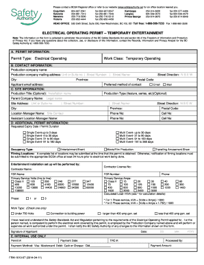 Electrical Operating Permit – Temporary Entertainment