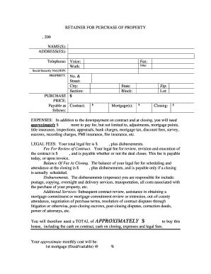Retainer for Purchase of Property