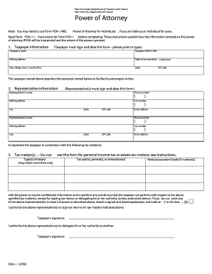 New York Power of Attorney for Tax Matters