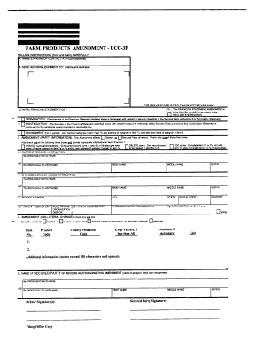Farm Products Amendment Form UCC-3F