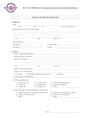 Nurse Practitioner Scholarship Application