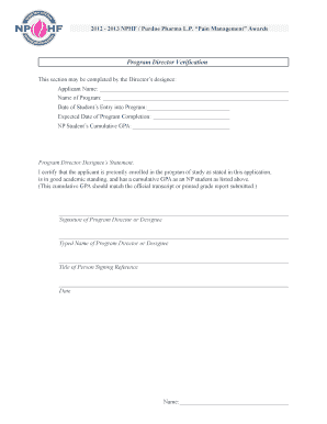 Nursing Program Director Verification Form