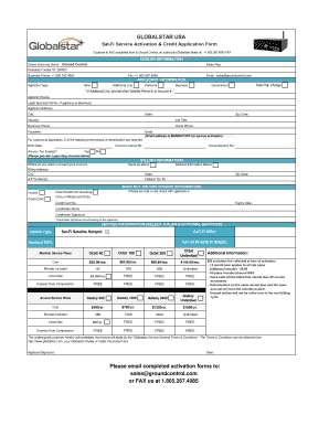 Globalstar Sat-Fi Service Activation Form
