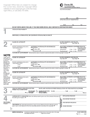 Form SR for Sound Recording Copyright Registration