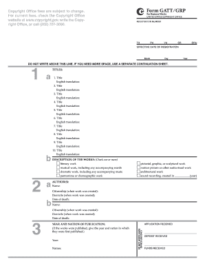 Form GATT/GRP for Restored Works