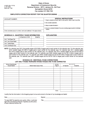 Illinois Employer's Correction Report