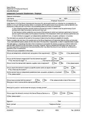 Independent Contractor Questionnaire - Employer