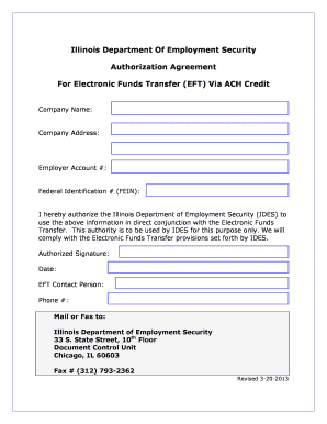 Illinois EFT Authorization Agreement