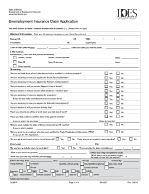 Illinois Unemployment Insurance Claim Application