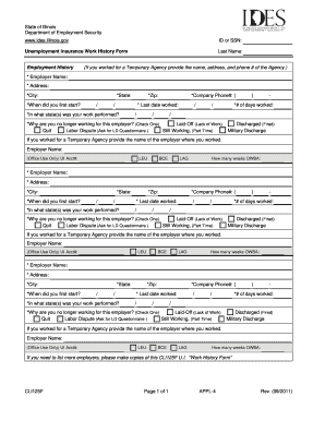 Illinois Unemployment Insurance Work History Form