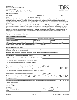 Voluntary Leaving Questionnaire - Employer