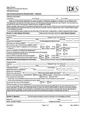 Intervening Employment Questionnaire