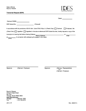 Illinois Board of Review Transcript Request