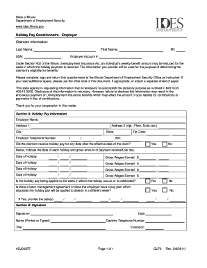 Holiday Pay Questionnaire - Employer