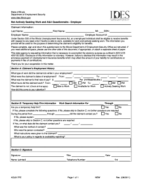 Illinois Unemployment Insurance Claimant Questionnaire