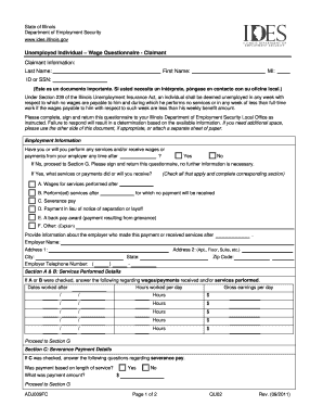 Illinois Unemployment Insurance Wage Questionnaire