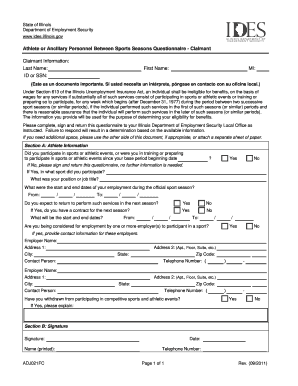 Athlete Unemployment Benefits Questionnaire