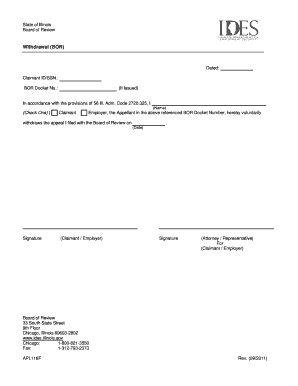 Illinois Board of Review Withdrawal Form