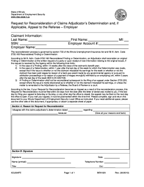 Illinois Unemployment Insurance Reconsideration Request
