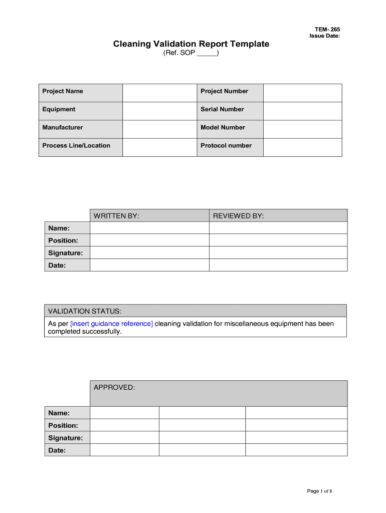 Cleaning Validation Report Template - Fill Online, Printable Within Cleaning Report Template