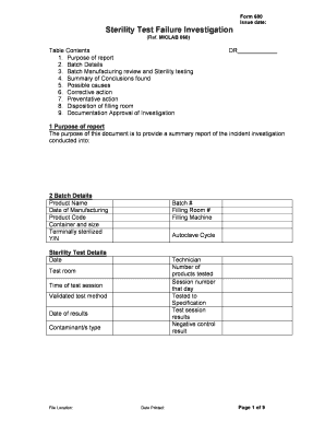Sterility Test Failure Investigation Form 680