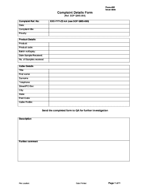 Complaint Details Form