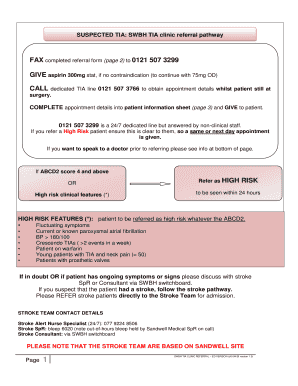 SWBH TIA Clinic Referral Form