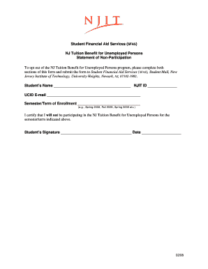 NJ Tuition Benefit Opt-Out Form