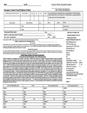 Rush Management Inc. Equestrian Competition Entry Form