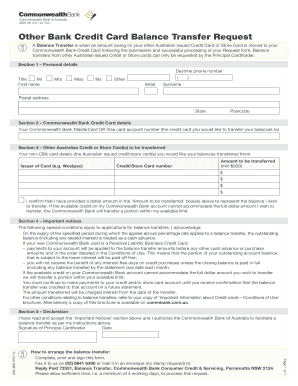 Commonwealth Bank Credit Card Balance Transfer Request