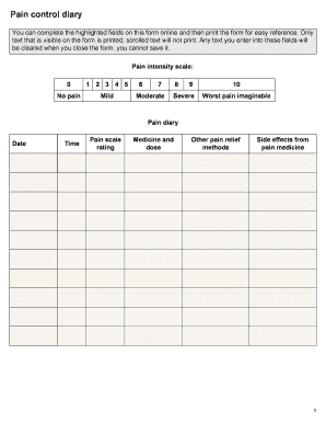 Pain Control Diary