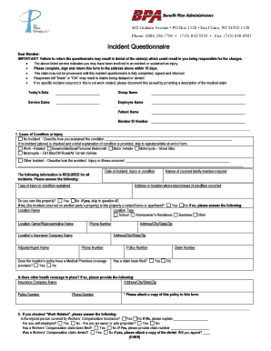 Incident Questionnaire