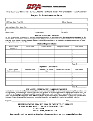 Request for Reimbursement Form