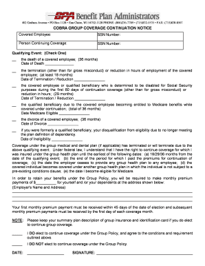 COBRA Group Coverage Continuation Notice