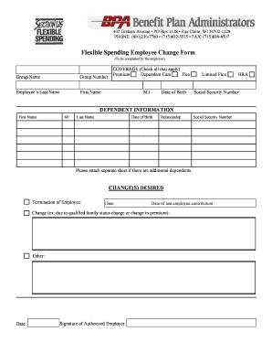 Flexible Spending Employee Change Form