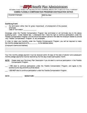 COBRA Flexible Compensation Program Continuation Notice