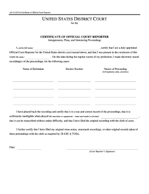 Certificate of Official Court Reporter