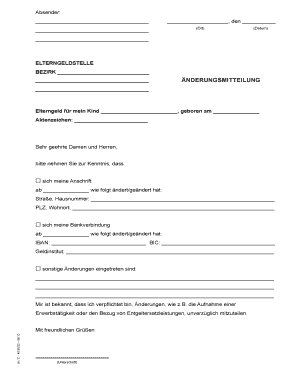 Änderungsmitteilung zum Elterngeld