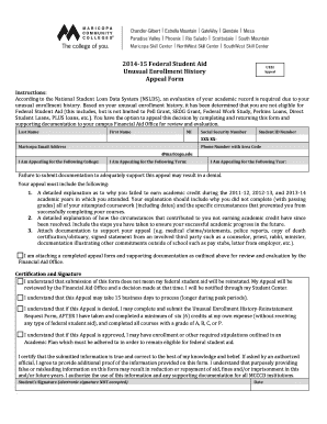 Unusual Enrollment History Appeal Form