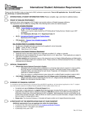International Student Admission Requirements