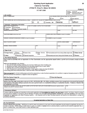 Michigan Plumbing Permit Application