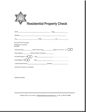 Residential Property Check Form