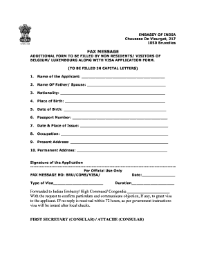 India Visa Application Form for Non-Residents