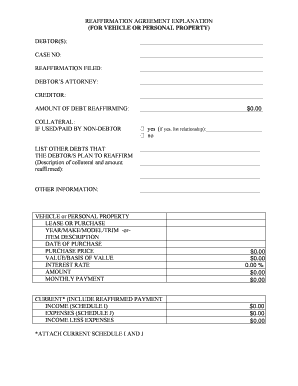 Reaffirmation Agreement for Vehicle or Personal Property