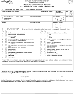 Kentucky Commercial Driver Medical Exam Form