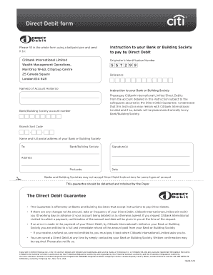Citibank Direct Debit Form