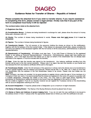 Share Transfer Form - Republic of Ireland