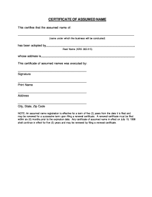 Certificate of Assumed Name