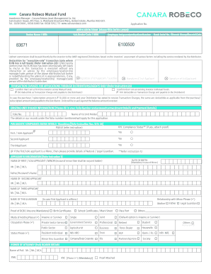 Canara Robeco Mutual Fund Application Form