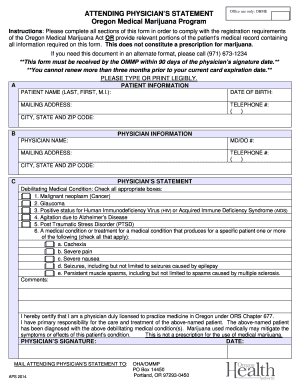 Oregon Medical Marijuana Attending Physician Statement